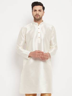 White Silk Blend Kurta 1