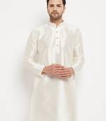 Men'S White Silk Blend Kurta