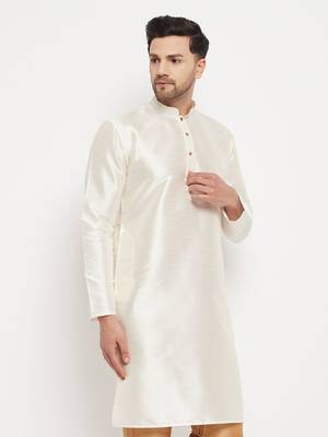 White Silk Blend Kurta 2
