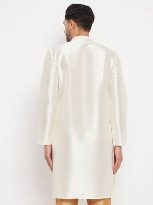 White Silk Blend Kurta 3