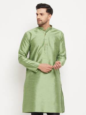Light Green Silk Blend Kurta 1