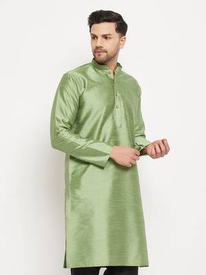 Light Green Silk Blend Kurta 2