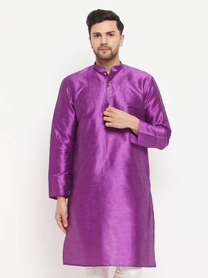 Purple Silk Blend Kurta 1