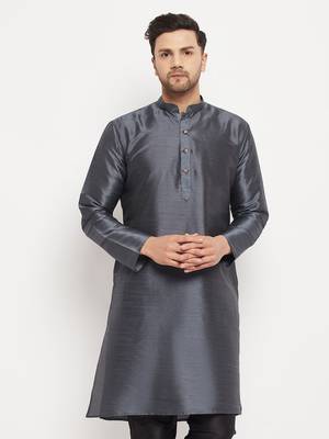 Grey Silk Blend Kurta 1