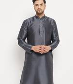 Men'S Grey Silk Blend Kurta