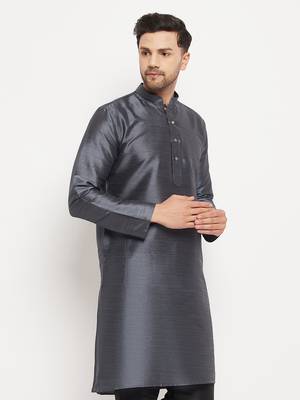 Grey Silk Blend Kurta 2