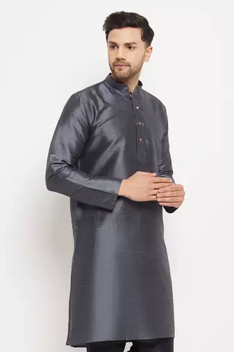 Grey Silk Blend Kurta