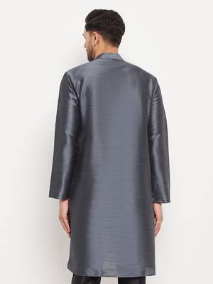 Grey Silk Blend Kurta 3