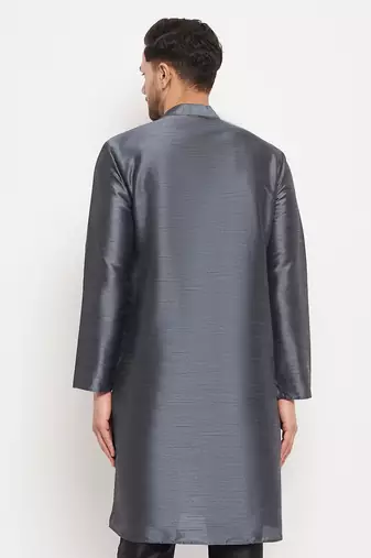 Grey Silk Blend Kurta