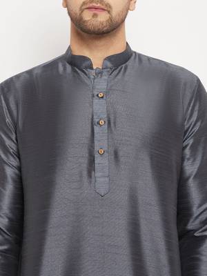 Grey Silk Blend Kurta 4
