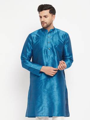 Dark Green Silk Blend Kurta 1
