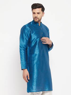 Dark Green Silk Blend Kurta 2