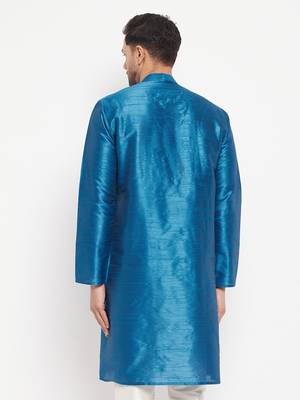 Dark Green Silk Blend Kurta 3