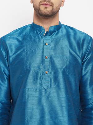 Dark Green Silk Blend Kurta 4
