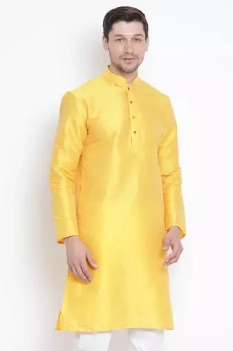Yellow Silk Blend Kurta