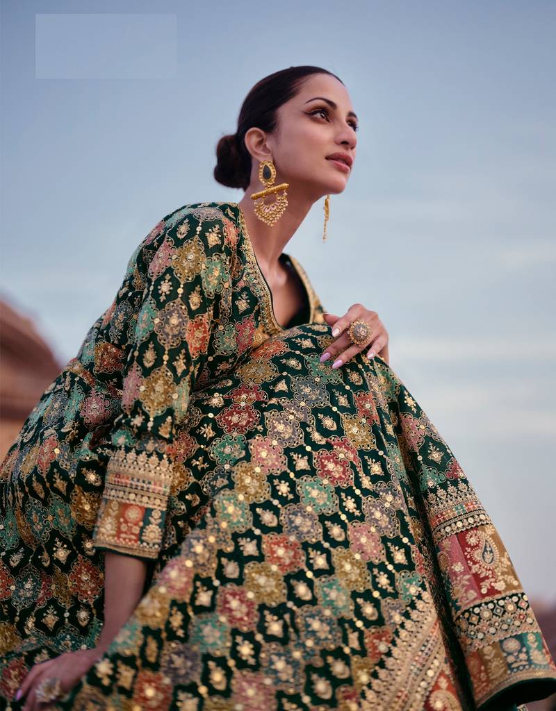 Multi Embroidered Georgette Free Size Stitched Anarkali Salwar Suit