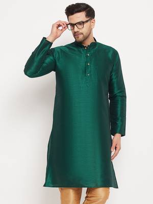 Green Silk Blend Kurta 1