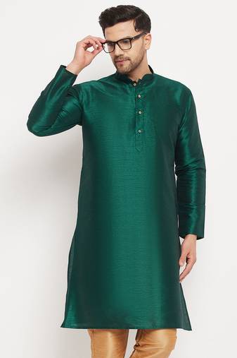 Men'S Green Silk Blend Kurta