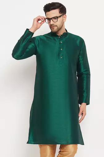 Men'S Green Silk Blend Kurta