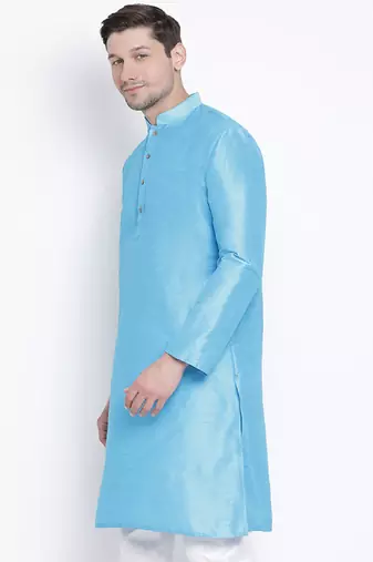 Light Blue Silk Blend Kurta
