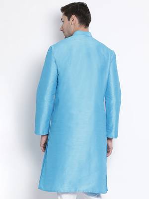 Light Blue Silk Blend Kurta 4