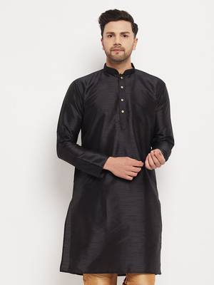 Black Silk Blend Kurta 1