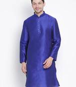Men'S Blue Silk Blend Kurta