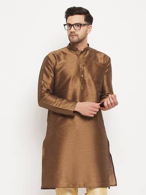 Brown Silk Blend Kurta 2