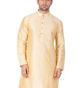Men'S Gold Silk Blend Kurta