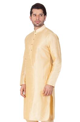 Gold Silk Blend Kurta 4