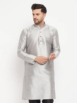 Grey Silk Blend Kurta 1