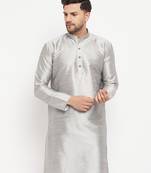 Men'S Grey Silk Blend Kurta