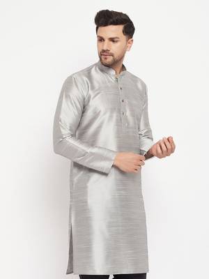 Grey Silk Blend Kurta 2