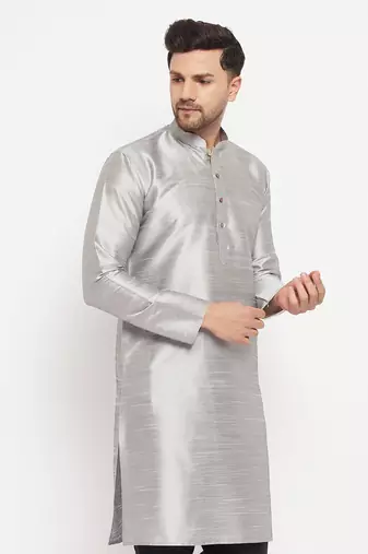 Grey Silk Blend Kurta