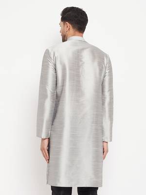 Grey Silk Blend Kurta 3