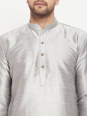 Grey Silk Blend Kurta 4