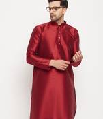 Men'S Maroon Silk Blend Kurta