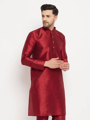 Maroon Silk Blend Kurta 2
