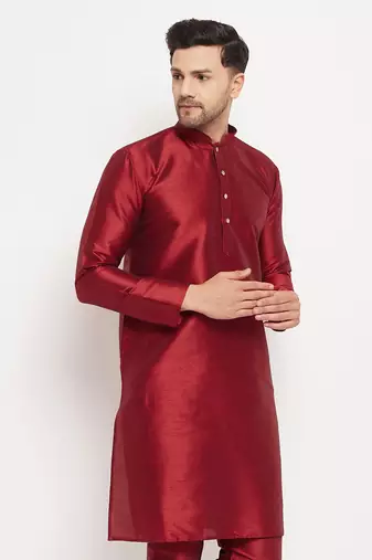 Maroon Silk Blend Kurta