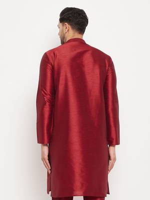Maroon Silk Blend Kurta 3