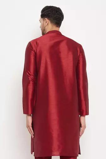 Maroon Silk Blend Kurta