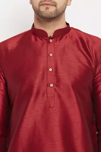 Maroon Silk Blend Kurta