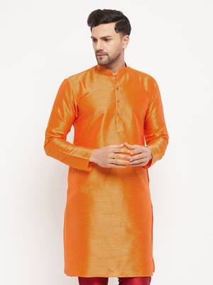 Orange Silk Blend Kurta 1
