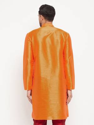 Orange Silk Blend Kurta 3