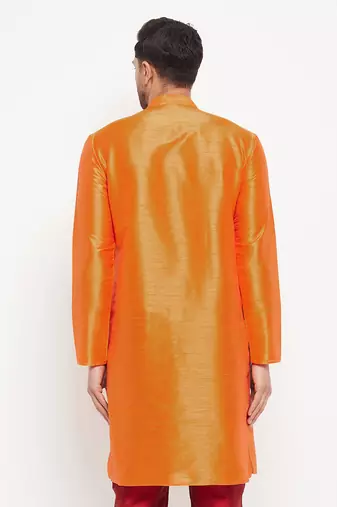 Orange Silk Blend Kurta