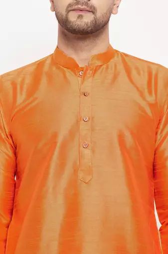 Orange Silk Blend Kurta