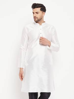 White Silk Blend Kurta 1