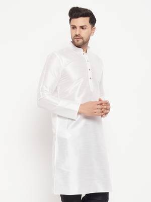 White Silk Blend Kurta 2