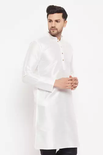 White Silk Blend Kurta