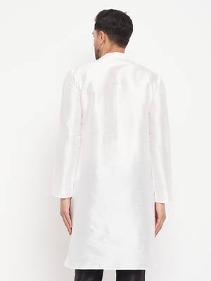 White Silk Blend Kurta 3